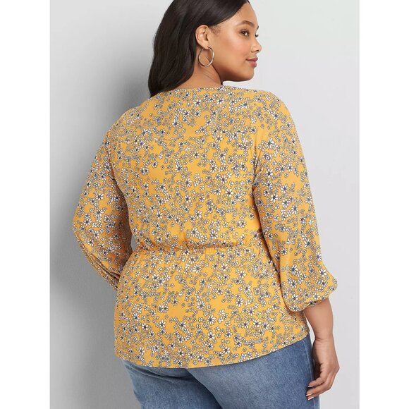 Lane Bryant Floral Print Button-Front Peplum Blouse - Sz 26 - Picture 3 of 10